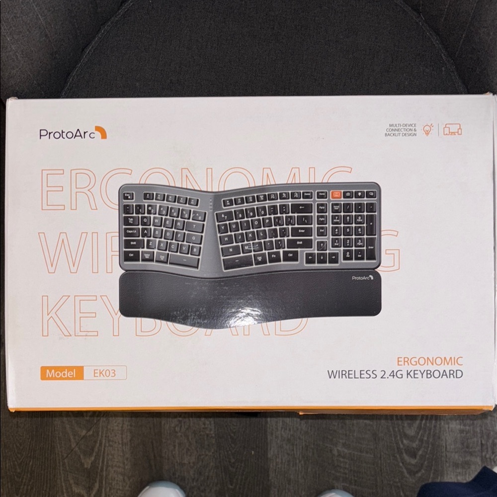 Black Ergonomic Keyboard with Split Design and Wrist Rest